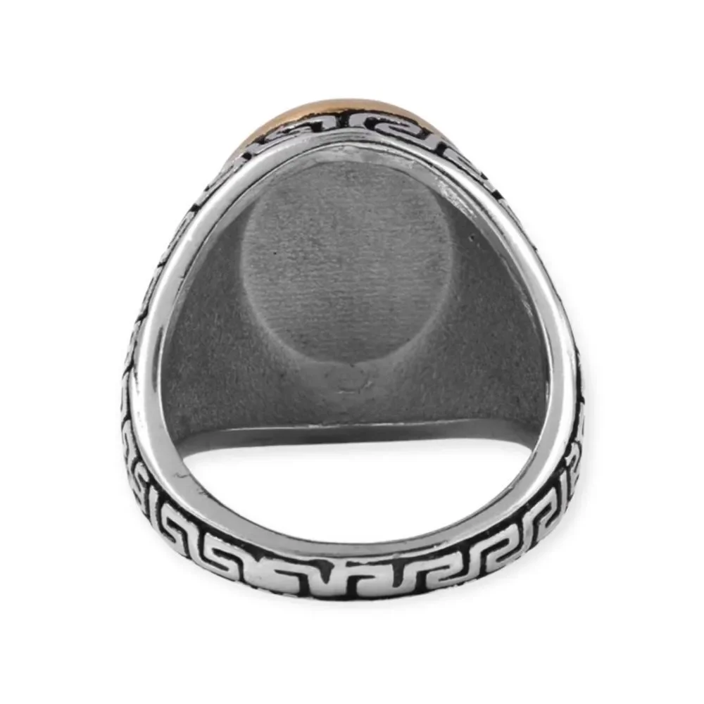 14K Gold Black Austrian Crystals Stainless Steel Signal Ring Size 9